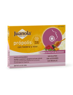 JUANOLA PASTILLAS BLANDAS PROPOLIS MIEL Y HEDERA SABOR MIEL Y LIMON 24  PASTILLAS