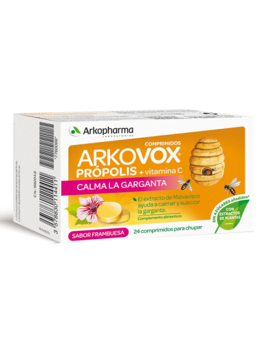 Arkovox – 24 Comprimidos Própolis  Vitamina C sabor frambuesa