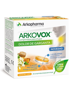 ARKOVOX DOLOR DE GARGANTA – 20 COMPRIMIDOS SABOR MIEL-LIMÓN