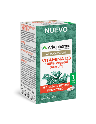 Arkocápsulas Vitamina D3 100% Vegetal 45 cápsulas
