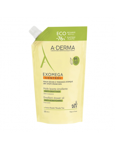 A-DERMA EXOMEGA CONTROL ACEITE LIMPIADOR EMOLIENTE ECO RECAMBIO 500 ML