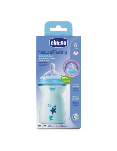 CHICCO BIBERON NATURALFEELING AZUL 330ML