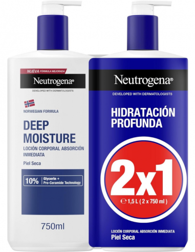 NEUTROGENA FORMULA NORUEGA HIDRATACION PROFUNDA LOCION RAPIDA ABSORCION PIEL SECA 2 ENVASES 750 ml