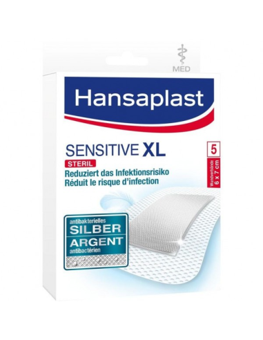 HANSAPLAST APÓSITO SENSITIVE ANTI-BACTERIANO XL 5X7,5 CM 5 UNIDADES